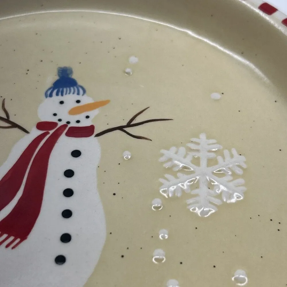 7” Diameter Snowman - Snowflake Plate -‎ VGC - Christmas